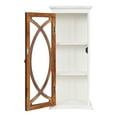thumbnail image 5 of Kate and Laurel Quinlan Farmhouse One-Door Wall Cabinet, 12 x 28 x 8, White and Walnut Brown, Decorative Modern Storage Cabinet With Glass Door and Three Shelves for Decor and Display, 5 of 10
