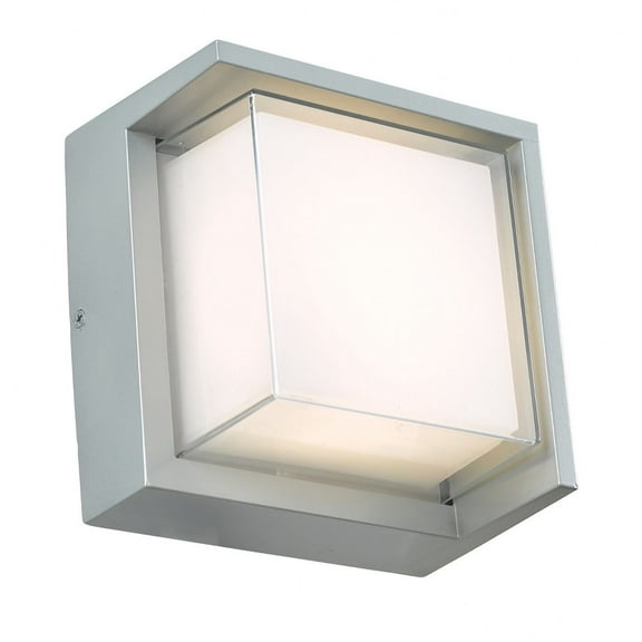 50023ODW-SL-Geo Abra Lighting Geo - 6.3 Inch 9W 1 LED Square Outdoor Wall Sconce With Hoods-Silica Finish