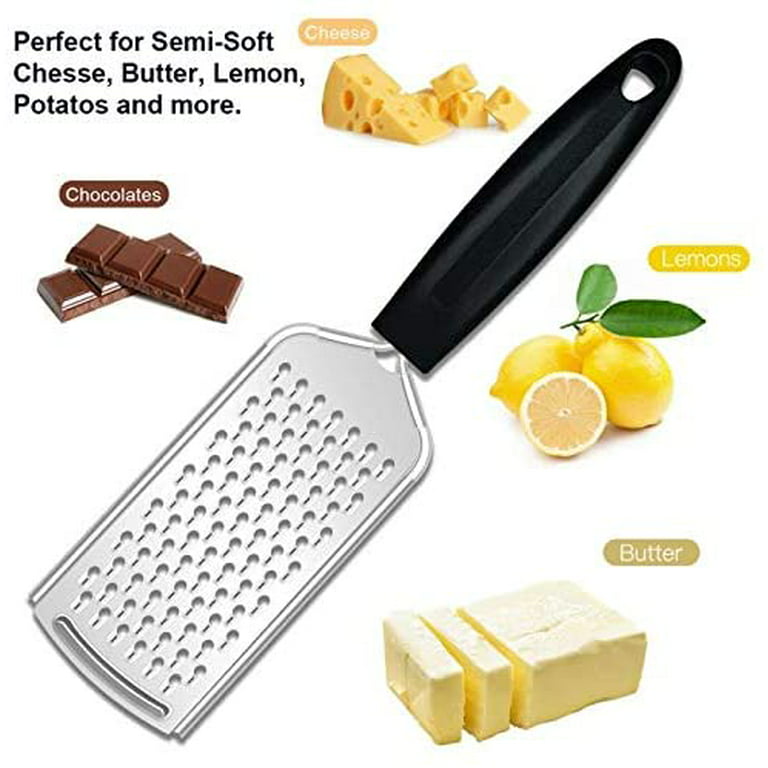 CNKOO Stainless Steel Handheld Cheese Grater – Comfort Non-Slip Handle and  Razor Sharp Blades – Easily Grates All Types of Cheeses, Fruits