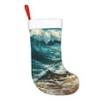 thumbnail image 2 of Daiia Blue Ocean Waves Print Christmas Stocking，18"Large Knitted Xmas Stocking for Kids, Family Stocking for Fireplace Christmas Holiday Party Decoration, 2 of 7