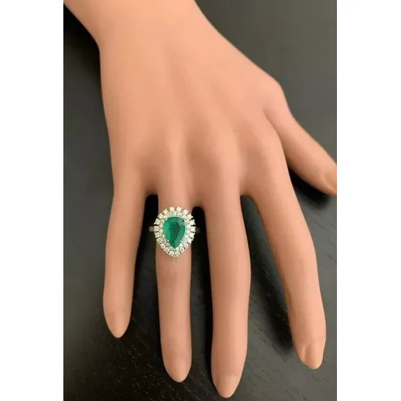 925 Solid Sterling Silver Natural Green Emerald Ring Gift Free Ship