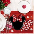 thumbnail image 3 of Valentine''s Day Cartoon Mouse Placemats Set of 4, Red Black Love Hearts Stripes Polka Dot Bow Holiday Dining Table Place Mats, Anniversary Wedding Kitchen Decor Home Decoration 12 x 18 Inch, 3 of 5