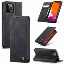 Dteck Case for Apple iPhone 12 Pro Max, Retro Style Wallet Phone Case Stand Credit Card Slot Premium Protective PU Leather Flip Magnetic Case Cover, Black
