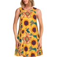 thumbnail image 1 of Balery Bohemian Sunflower Vestidos de verano para mujer con estampado: vestido holgado sin mangas, vestido playero informal y cómodo para días calurosos., 1 of 7