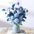 thumbnail image 4 of Dark Blue Artificial Chrysanthemum Silk Flowers, 1pc, 12" Round Bouquet for Home Decor, Vase, Table Centerpieces(6 Heads Spherical Chrysanthemum), 4 of 4