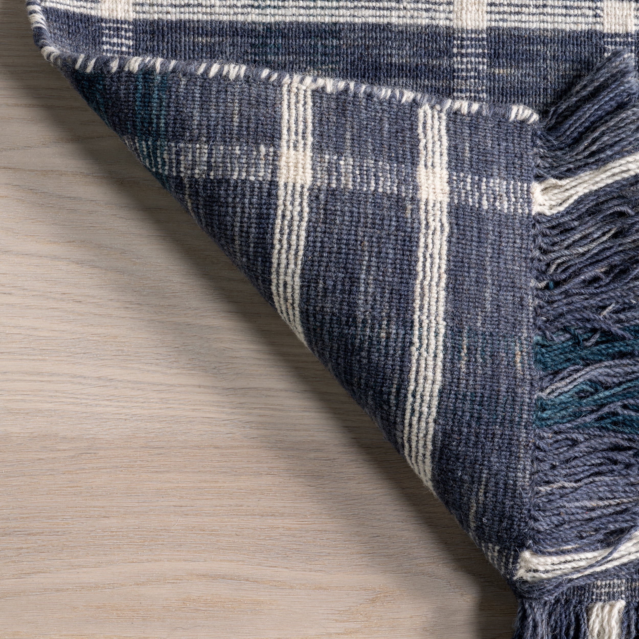 nuLOOM Loretta Plaid Wool Fringe Area Rug, 5' x 8', Blue
