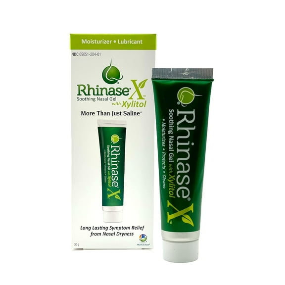 Rhinase Soothing Saline Nasal Gel with Xylitol for Dry Noses, 1 oz