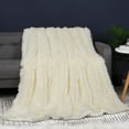 thumbnail image 3 of Unique Bargains Double-sided Fluffy Shaggy Faux Fur Blanket Beige Twin(60" x 80"), 3 of 8
