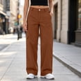 thumbnail image 6 of AherBiu Cargo Pants for Women Button Mid Rise Straight Leg Streetwear Juniors Cargos Loose Fitted Hiking Pants with Pockets(Small,Brown), 6 of 8