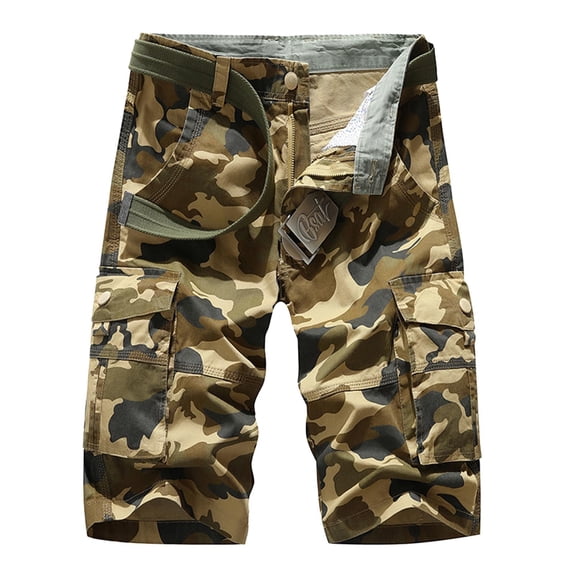Fesfesfes Fashion Mens Cargo Shorts Pocket Zipper Buttons Camouflage Leisure Time Tooling Short Pants Spring Sale