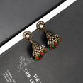 thumbnail image 5 of Pendientes colgantes con cuentas rojas y verdes de campana Vintage para mujer, aretes geométricos con diamantes de imitación, 5 of 5