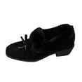 thumbnail image 1 of NECHOLOGY Botas Mujer Adulto Femenino Zapatos Botines mujer Botas de tobillo de tacón grueso con decoración de de gamuza sólida de felpa de invierno a la moda para mujer (Black, 7), 1 of 7