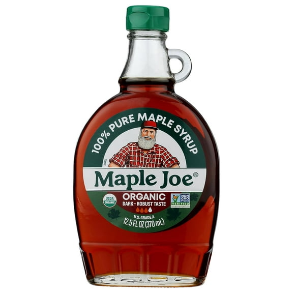 Pack of 12, Maple Joe Organic Dark Maple Syrup, 12.5 fl oz