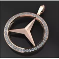 thumbnail image 3 of 1.00 CTW Round VVS1 Moissanite Mercedes Pendant in 14K Yellow Gold Plate, 3 of 4