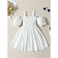 thumbnail image 2 of Bagilaanoe Little Girl Summer Dress Short Sleeve Off Shoulder A-line Dresses 3T 4T 5T 6T 7T 8T Kids Casual Swing Sundress, 2 of 9