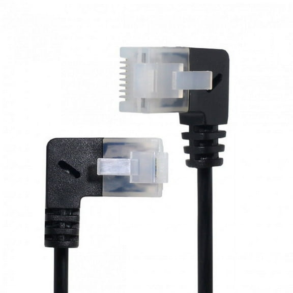 FVH Ultra Slim Cat6 Ethernet Cable RJ45 Left to Right Angled 25cm UTP Network Cable Patch Cord 90 Degree Cat6a Lan for Laptop Router TV BOX