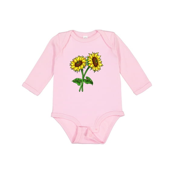 Inktastic Pair of Sunflowers Boys or Girls Long Sleeve Baby Bodysuit