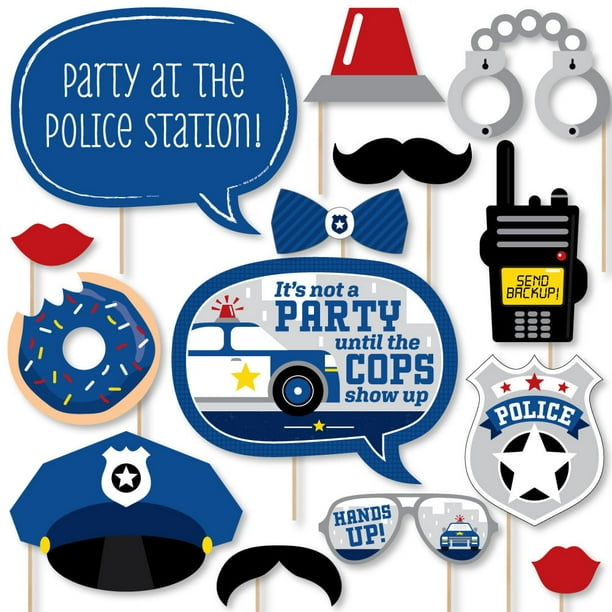 Calling All Units Police Cop Birthday Party Or Baby Shower Photo Booth Props Kit Count Walmart Com