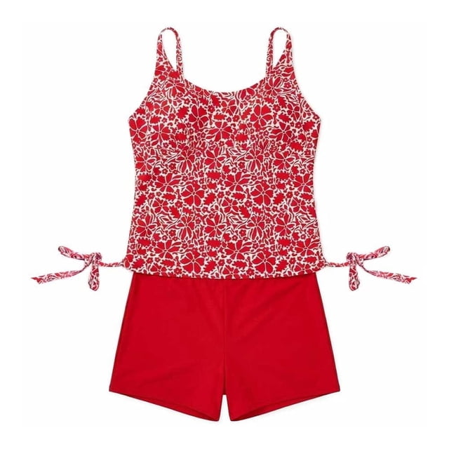 Tankini Ocean Pacific para Mujer Tirantes Rojo Talla G 2 Piezas