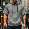 thumbnail image 2 of hotojiny Men's Quarter Zipper Sweatshirt Fashion Colorblock Short Sleeve Hoodie Workout Gym Loose Fit Athletic Pullover with Pocket, 2 of 5