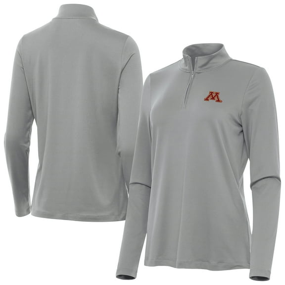 Women's Antigua  Gray Minnesota Golden Gophers Reprocess Quarter-Zip Top
