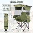 thumbnail image 4 of Slsy Camping Chair with Canopy,Portable Camping Canopy Chair with Ice Bag,Side Pocket and Cup Holder,Folding Beach Lounge Chair for Outdoor Camping, Fishing, Lawn,Tailgates, 4 of 8
