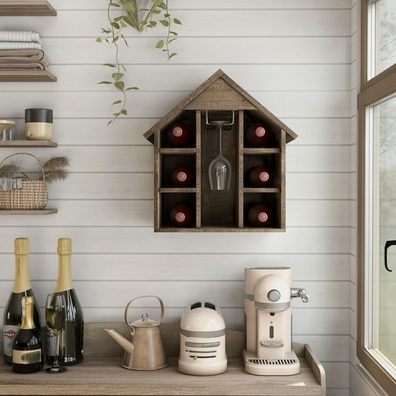 Bude 6-Bottle Wood Wine Cabinet, Reclaimed Oak