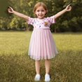 thumbnail image 4 of LOVZFMLL Robe Mignonne à Manches Courtes pour Tout-Petits Enfants Couleur Unie Imprimée Extensible Robe Trapèze, 4 of 8
