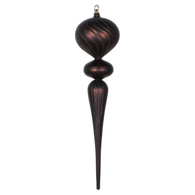 Vickerman MT195475 Ornement Matte Glitter Finial Chocolat 25 Po.