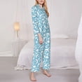 thumbnail image 3 of Picia Blue Snake Pattern Women’s Long-Sleeve Sleepwear Set - Soft 2-Piece Loungewear with Pockets, Comfy PJs for Relaxing Nights-XX-Large, 3 of 7