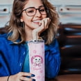 thumbnail image 5 of Cute Cat Tumbler with Lid and Straw - Cherry Blossom Sakura Cat Cup - Pink kawaii Cat Skinny Tumbler, Water Bottle, Coffee Mug - Metal Thermal Insulated Tumblers 20 Oz - Cat Gifts for Cat Lovers, 5 of 6