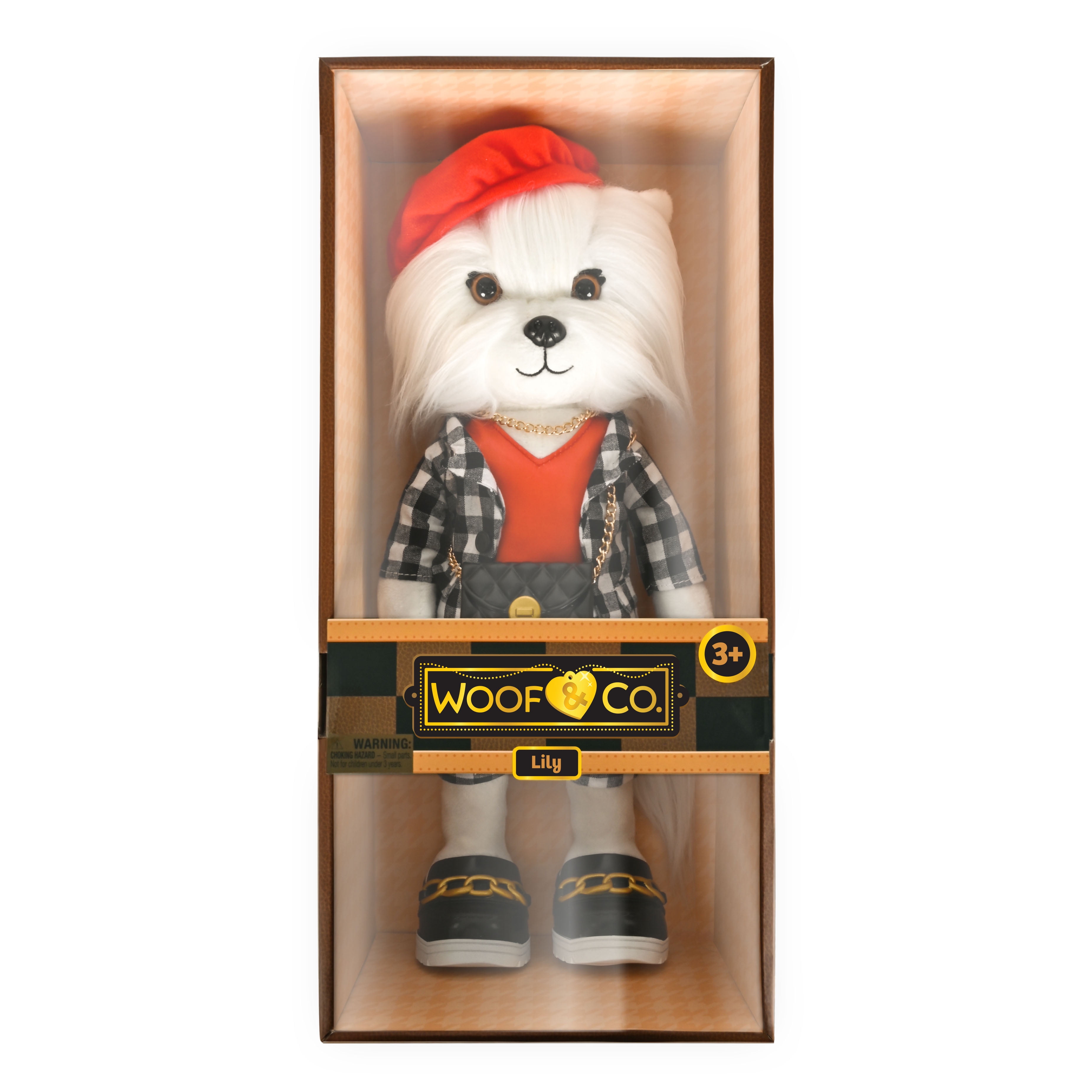 Woof & Co 15-inch Fashion Doll – Lily The Poseable Plush Shih Tzu with Removable Outfit & Accessories, Children Ages 3+