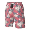 thumbnail image 6 of Uemuo Rose Flowers Pattern Men's Swim Trunks Hawaiian Beach Bathing Suit Swimsuits Beach Quick-Dry Shorts with Pockets-, 6 of 9