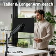 thumbnail image 2 of MountFTV Single Monitor Mount for 13-32 inch Screen, Height Adjustable Arm Gas Spring Full Motion with C-Clamp and Gromme Base, Holds up to 19.8lbs, 2 of 7