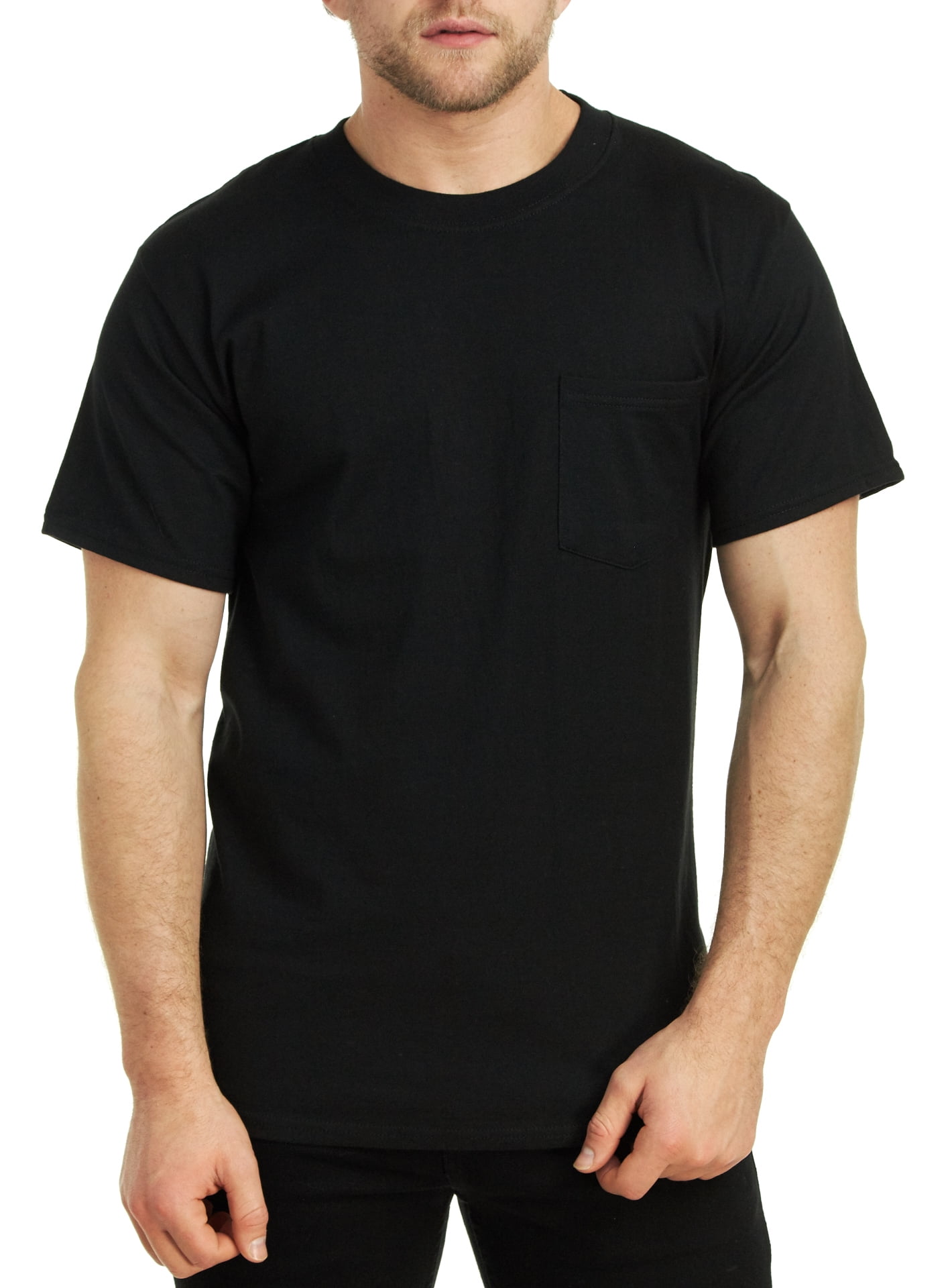 Hanes Short Sleeve Beefy-T Pocket T-Shirts, Black, Large - Walmart.com ...