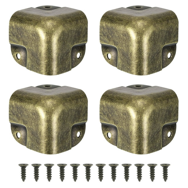 4 Pcs Decorative Box Corner Covers, 37mm Metal Edge Guard, Bronze