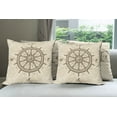thumbnail image 6 of Ambesonne Vintage Throw Pillow Cover 4 Pack, Steering Wheel Travel, 24", Beige Brown, 6 of 7