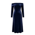 thumbnail image 5 of Gfyviroh Womens Off-the-Shoulder Velvet Mermaid Maxi Dress Long Sleeve Formal Evening Gown for Women Party Wedding Guest Dresses, 5 of 5