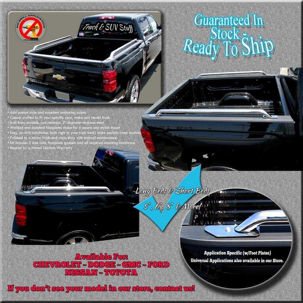72 inch 72 inch BETTER AUTOMOTIVE Custom Fit 2015-2016 Chevy Colorado/GMC Canyon 6ft Bed / 2000-2006 Toyota Tundra Short Bed Truck Side Bed Rails Stainless Steel Bed / 1992-2011 Ford Ranger 6ft 