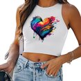 thumbnail image 2 of Gibobby Camiseta sin mangas informal de verano para mujer, camiseta sin mangas con cuello , camiseta corta ajustada, camiseta sin mangas estampada para verano(Azul,XG), 2 of 5