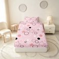 thumbnail image 4 of Manfei Cute Geometric Star Twin Sheets, Circular Dot Bedding, Pink Black White, Pink Reversible 3pcs1 Flat Sheet + 1 Fitted Sheet + 1 Pillowcase, 4 of 6