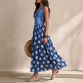 thumbnail image 4 of Lopecy-Sta Womens Dresses Sleeveless V Neck Button Front Polka Dot A Line Midi Dress Flowy Chiffon Hem Summer Holiday Outdoor Casual Dress, 4 of 7