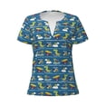 thumbnail image 3 of Naloa Dinosaur on the Beach Vacation Print T-Shirts Short Sleeve V Neck Tees for Women Fashion Tops Trendy Lightweight Soft Casual Summer Outfits Clothes, 3 of 5