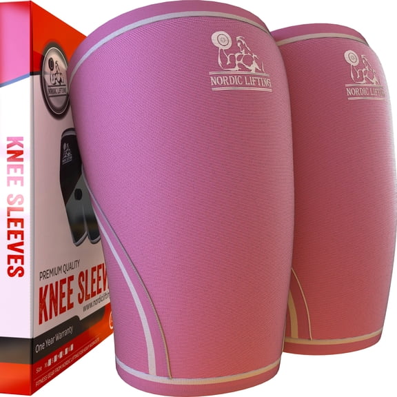 Nordic Lifting Knee Sleeves (1 Pair) Support & Compression for the Best Squats, 7mm Neoprene (XXL, Pink)