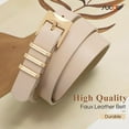 thumbnail image 3 of 2 Pack Women Faux Leather Belts for Jeans Dresses Pants Fashion Ladies Waist Belt with Gold Buckle 0.9" Width, 3 of 8