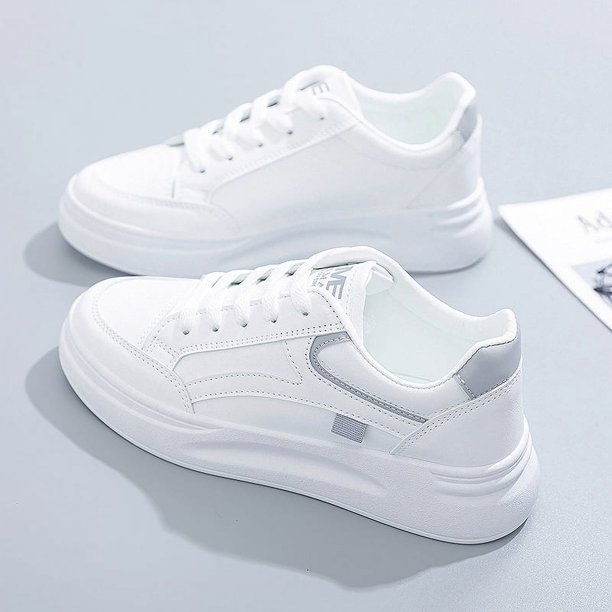 Zapatos blancos para mujer, zapatillas deportivas casuales de suela gruesa de primavera, de moda, combinables, para estudiantes de nicho