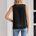 thumbnail image 3 of Dressy Blouses for Women V Neck Casual Sleeveless Tops Satin Blouse - for Dating Office Work Black L, 3 of 6