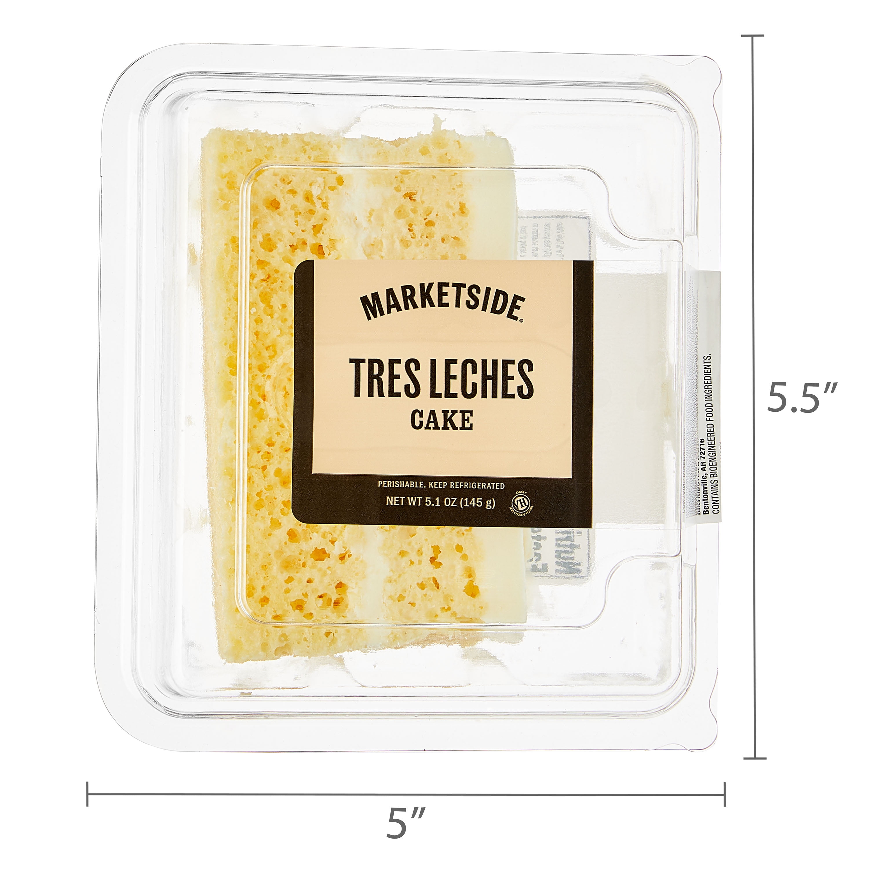 Marketside Tres Leche Vanilla Cake, Whipped Cream Filling, 5.1 oz (Refrigerated)