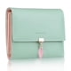 thumbnail image 1 of FT Funtor RFID Carteras para mujeres, carteras con bolsillo con cierre para mujeres con hojas, Verde (S-Green), Universal, 1 of 5
