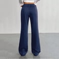 thumbnail image 4 of ZToonmas Solid Pinstripe Wide Leg Suit Pants for Women High Waist Button Zipper Straight Full Length Office Casual Pants with Pockets, 4 of 7